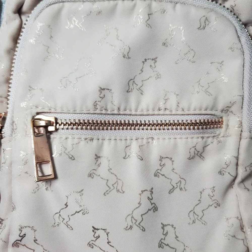 Kids Pink Unicorn Sling Bag Crossbody Backpack Rose Gold Zip fairycore whimsical